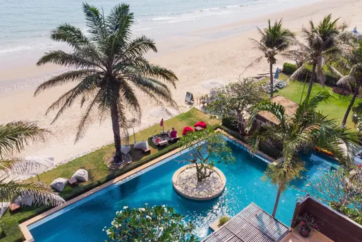 Aleenta Hua Hin Pranburi 2 Bedroom Frangipani Beachfront Pool Access Suite Aerial Beach Pool