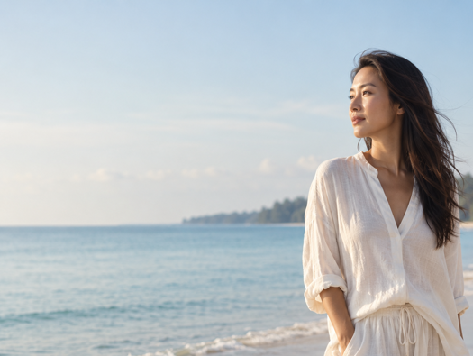 Aleenta Phuket Phang Nga Ayurah Wellness Woman Walking Beach Resilient Woman