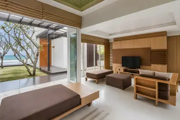 Aleenta Phuket Phang Nga Luxury Resort Thailand Accommodation 3Bedrooms Beachfront Pool Villa Living Area1