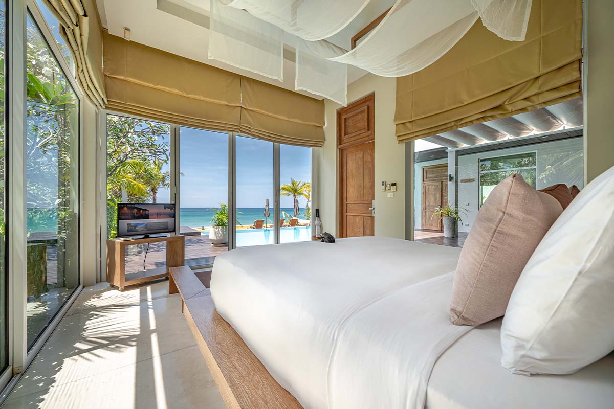 4 Bedroom Beach Villa Living Room with Sea View - Aleenta Phuket Resort & Spa